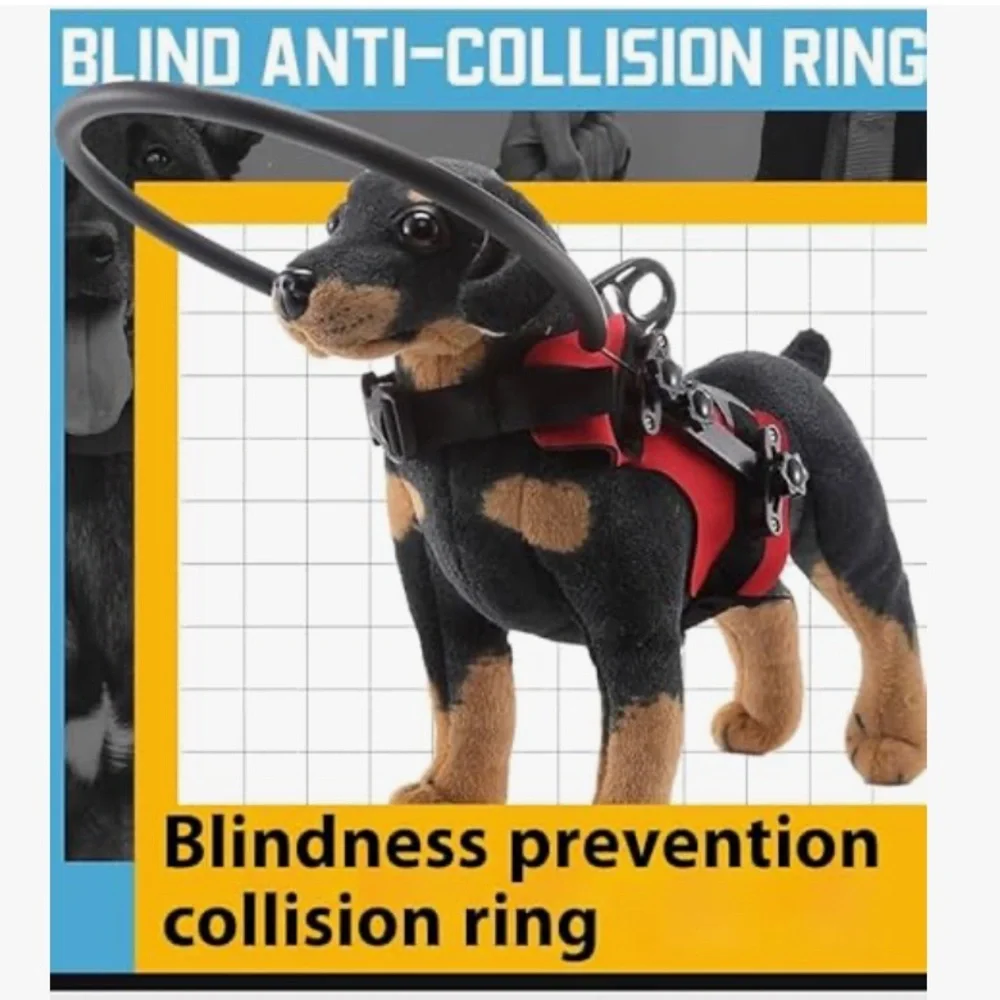 Dog Anti-Collision Blind Dog Ring Harness with Protective Barriers Blue Small